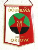 Zobrazit detail zboží: OKR Důl Doubrava 30 let soc.výstavby a mechanizace podniku / 50 let. Vzorná TJ Důl Doubrava  1929 - 1979 Orlová (Hornické vlaječky a)