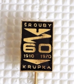 Zobrazit detail zboží: Podnikové : 60 let  Šrouby Krupka  1910 - 1970 (Odznaky Retro)