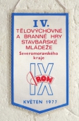 Zobrazit detail zboží: IV.Tělovýchovné a Branné hry Stavbařské Mládeže Severomoravského Kraje IX.ROH květen 1977 / 20 let SČSP STADION TJ SPARTAK Kovona Karviná (RETRO Sportovní)