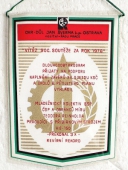 Zobrazit detail zboží: Vítěz Soc. Soutěže za rok 1976,Dlouhodobý program přijato na podporu naplnění závěru  XV. Sjezdu KSČ, OKR Důl J.Šverma k.p.Ostrava (RETRO Politické)