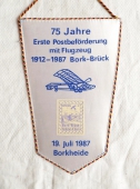 Zobrazit detail zboží: 75 jahre Erste Postbeförderung mit Flugzeug 1912 - 1987 Bork-Brück -75 let První poštovní doprava s letadlem 1912 - 1987 Bork-Brück / 75 jahre 1912 - 1987 Flugplatz Borkheide  - 75 let 1912 - 1987 Letiště Borkheide (RETRO Doprava)