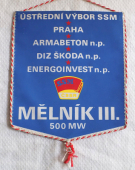 Zobrazit detail zboží: Ústřední Výbor SSM PRAHA, Armabeton n.p., DIZ Škoda n.p., Energoinvest n.p., SSM ČSSR , II.Celostátní Stavby SSM 1976-1980 Mělník III. 500 MW (RETRO Politické)