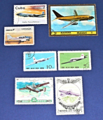 Zobrazit detail zboží: Poštovní známky : doprava - letadla : CCCP, Cuba, Grenada, Manama ... (Poštovní známky - témata)