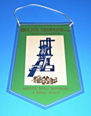 Zobrazit detail zboží: OKR - Důl Doubrava k.p. Orlová-Doubrava, nositel Řádu republiky a Řádu práce / XI. všeodborový sjezd ROH - duben 1987 (Hornické vlaječky b)