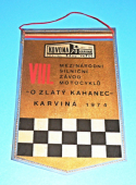 Zobrazit detail zboží: Zlatý kahanec - VIII. Mezinárodní silniční závod motocyklů - Karviná 1974 / Automotoklub Svazarmu Kovona Karviná (- soutěže)