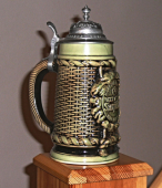Pamětní hornický, hliněný, glazurovaný tuplák s nápisem : Karczma piwna 2010 WZZ Sierpień 80 -  KWK Breszcze