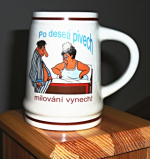 Zobrazit detail zboží: Hliněný glazurovaný krígl s nápisem : Po deseti pivech milování vynech! (Krígly)